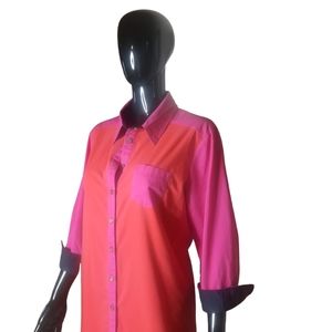 Soft Surroundings Colorblock Button Up Top |  3/4 Sleeves | Size Large